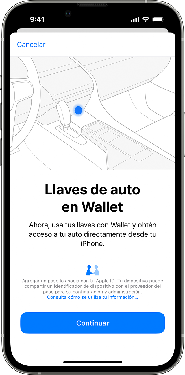 Las llaves del auto en Wallet