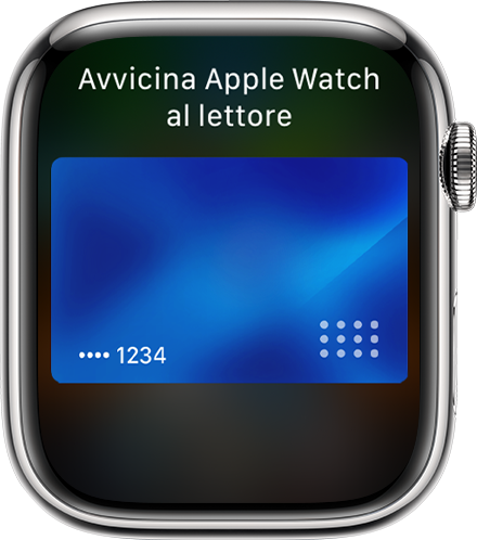 Apple Watch che mostra un pagamento effettuato con Apple Pay.