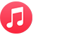 Rødt og hvitt Apple Music-symbol.