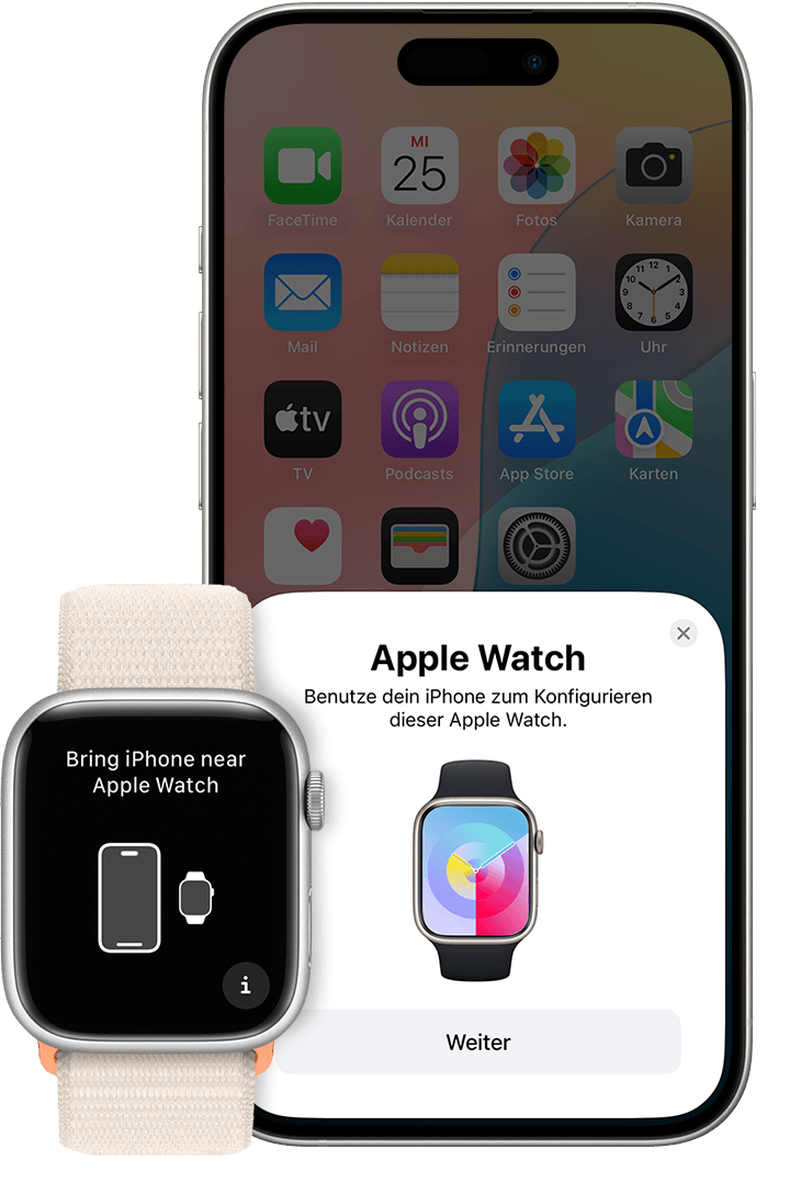 Bildschirme zum Koppeln von Apple Watch und iPhone