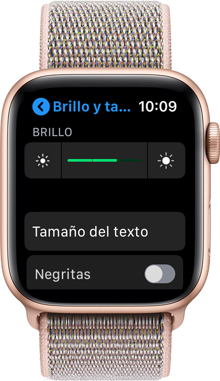 Pantalla Brillo y tamaño de texto