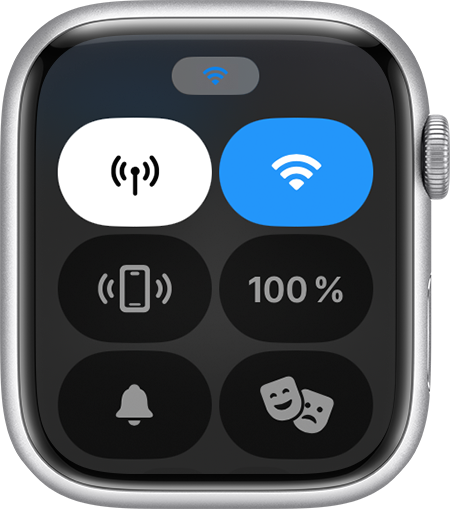 Centre de contrôle de l’Apple Watch affichant la connexion Wi-Fi