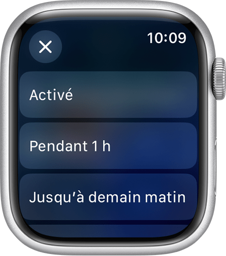 Écran d’Apple Watch affichant les réglages Ne pas déranger