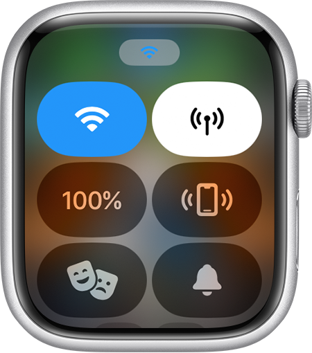 Apple Watch שבו מוצג סמל ה-Wi-Fi בחלק העליון של המסך