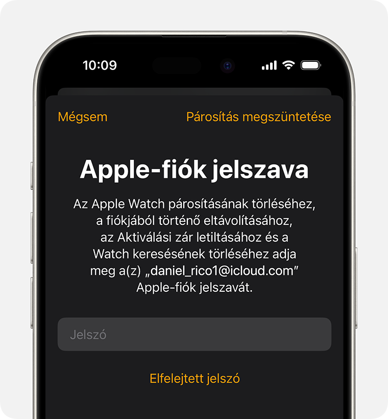 Kérés az Apple-fiók jelszavának megadására az Aktiválási zár kikapcsolásához.