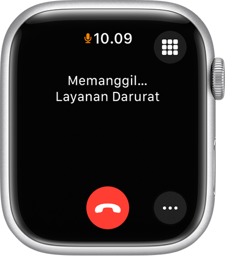 Layar Apple Watch menampilkan panggilan ke Layanan Darurat