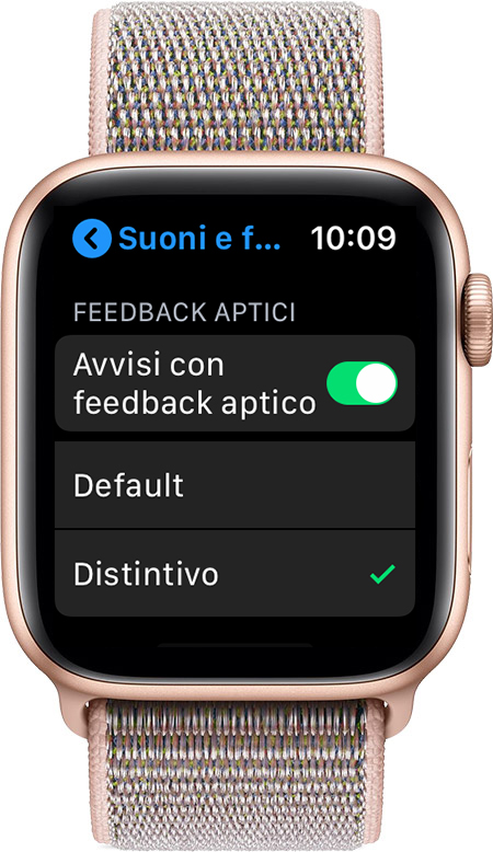 Schermata Suoni e feedback aptico