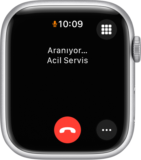 Acil Servislere yapılan bir aramayı gösteren Apple Watch ekranı