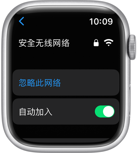 Apple Watch 上的“忽略此网络”选项