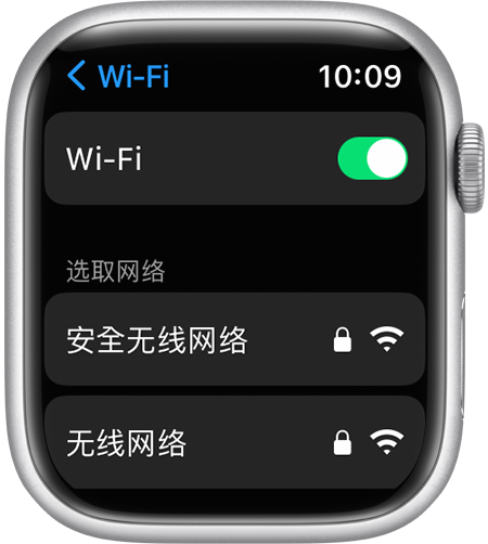 Apple Watch 的“无线局域网”设置屏幕