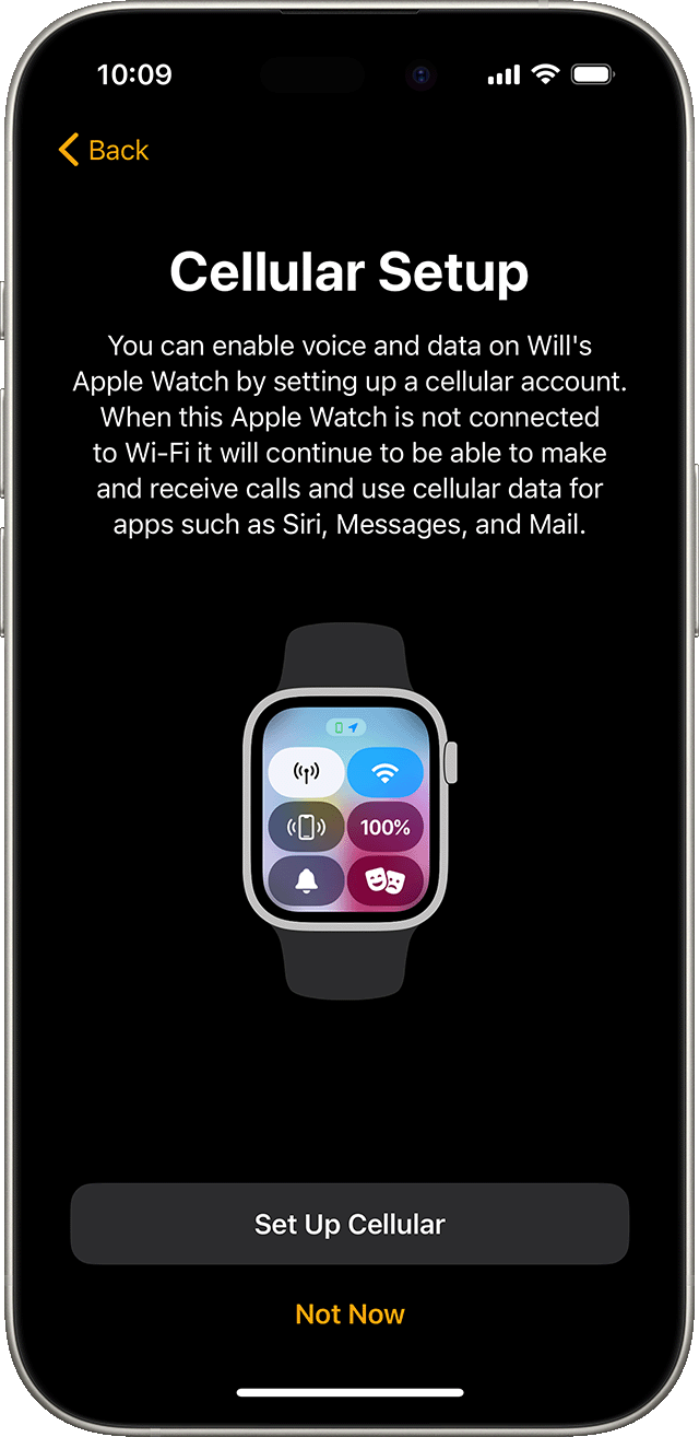 iPhone showing the Apple Watch mobile setup screen