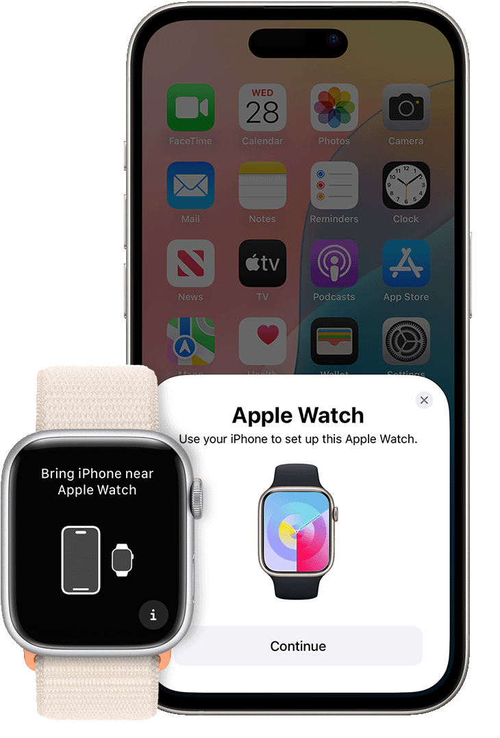 Apple Watch and iPhone pairing screens