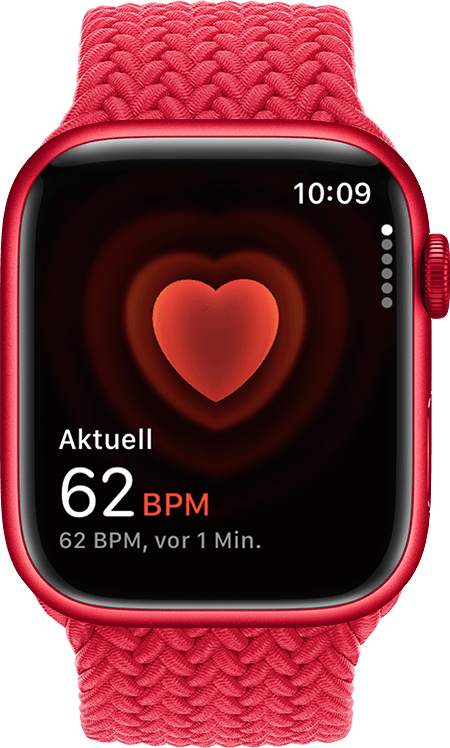 Eine Apple Watch, die eine Herzfrequenz von 54 Schlägen pro Minute anzeigt.