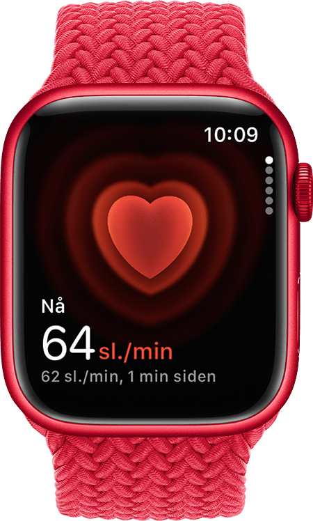 En Apple Watch som viser en hjerterytme på 54 slag pr. minutt.