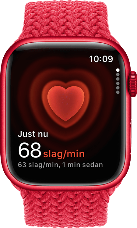 En Apple Watch som visar en puls på 54 slag per minut.