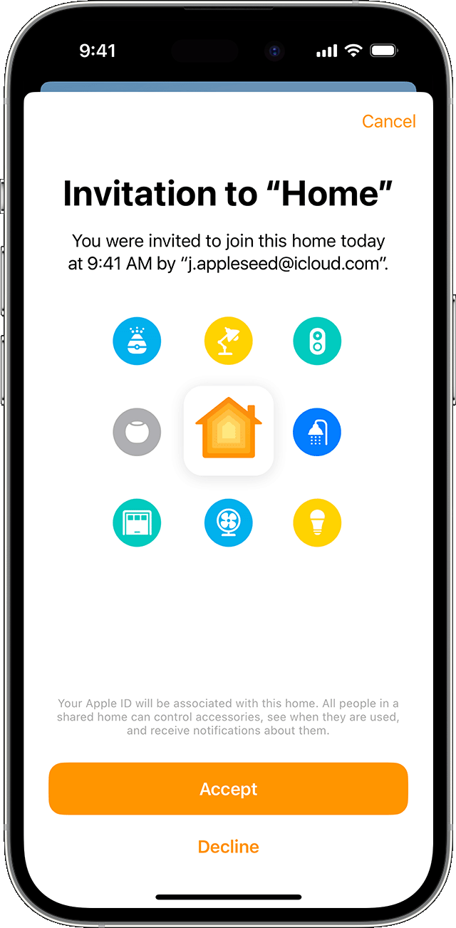 iPhone with a home invitation in the Home app