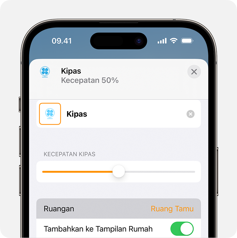 Kipas ditetapkan ke Ruang Tamu