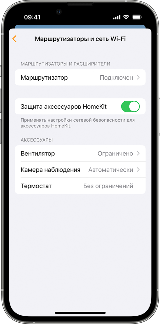 Панель «Маршрутизаторы и сеть Wi‑Fi» на экране iPhone