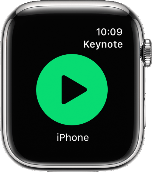 Apple Watch 上 Keynote App 的「播放」按鈕