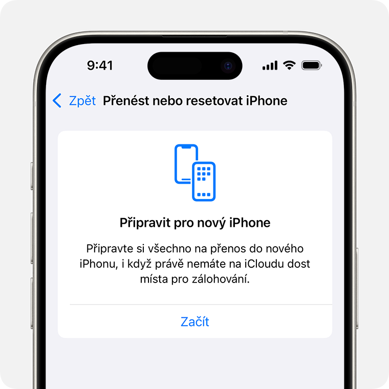 iPhone s obrazovkou Příprava na nový iPhone