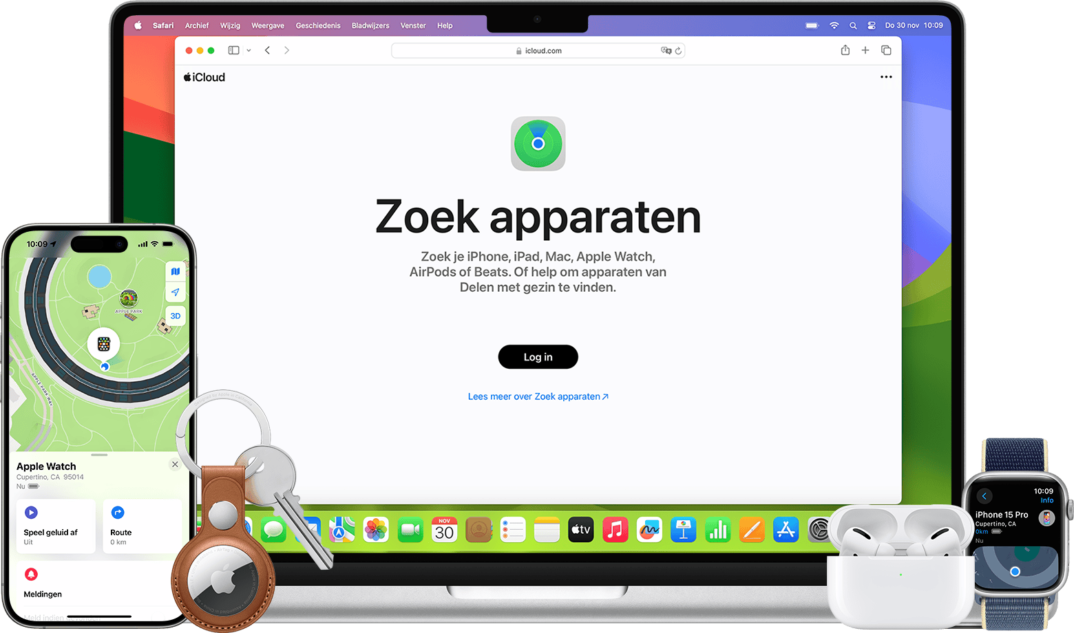 Zoek een AirTag, een iPhone of andere Apple apparaten in 'Zoek mijn' of op internet.