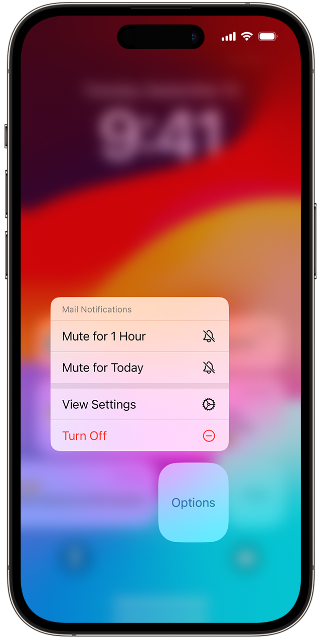 If you swipe left on an alert on your iPhone, you reveal notifications options to mute alerts for a period of time or to turn them off entirely.