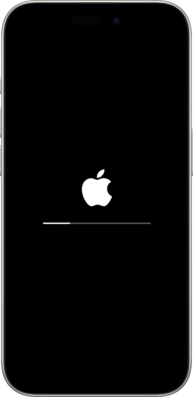 iPhone en el que se muestran el logotipo de Apple y la barra de progreso de actualización