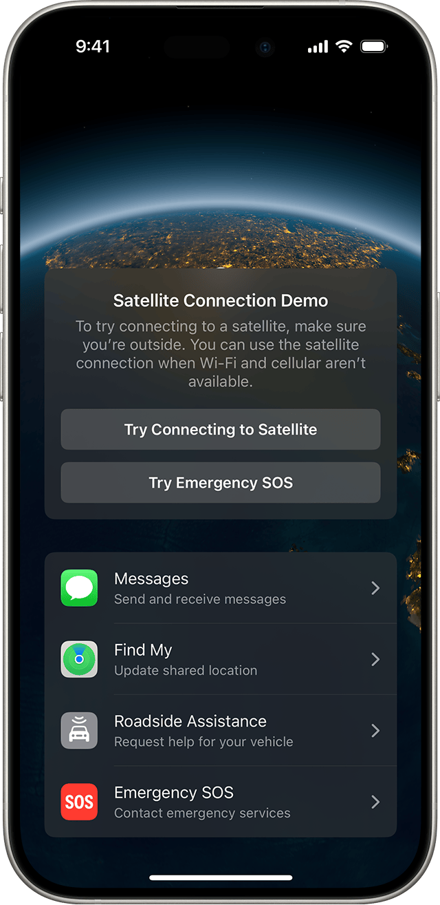 Satellite Connection Demo on iPhone