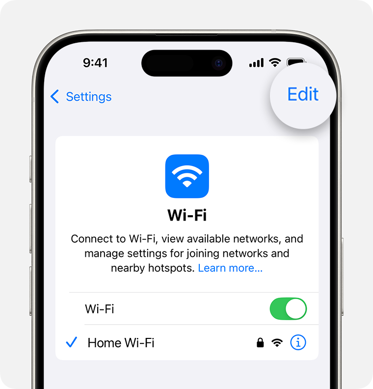 В iOS, щоб знайти паролі до мереж Wi-Fi, до яких ви раніше підключалися, перейдіть у меню «Налаштування» > «Wi-Fi» > «Змінити», а потім натисніть кнопку «Інформація» поруч із мережею.