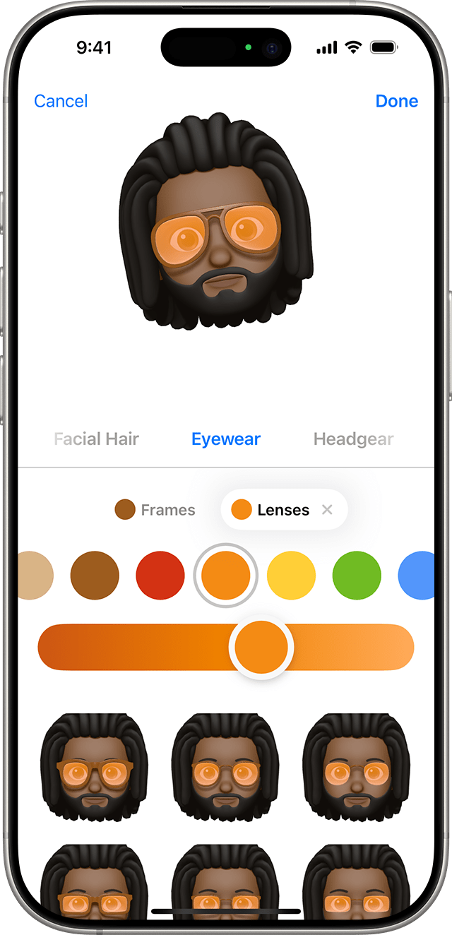 An iPhone showing how to create a Memoji