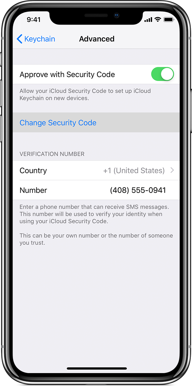 iPhone showing Approve with Security Code turned on