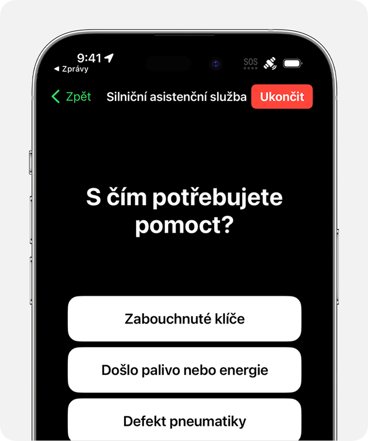 Když silniční asistenční službu přivoláte textovou zprávou přes satelit, přijdou vám doplňující dotazy, na které musíte odpovědět a upřesnit tak, co máte za problém.