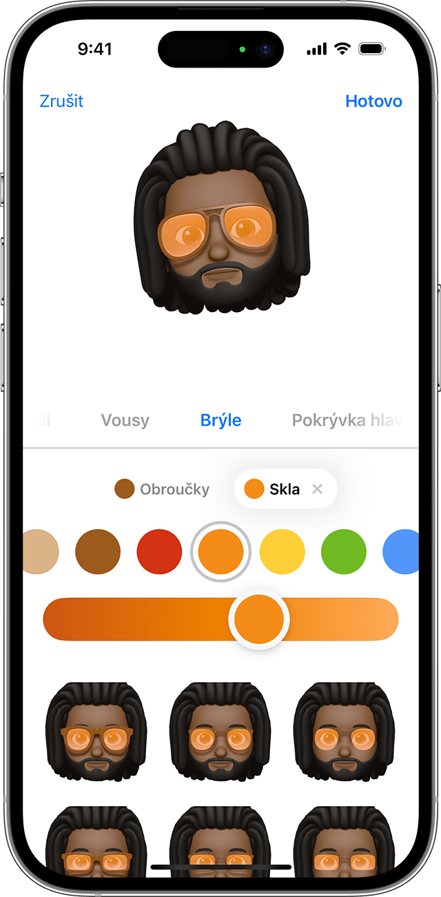 iPhone znázorňující, jak vytvořit Memoji