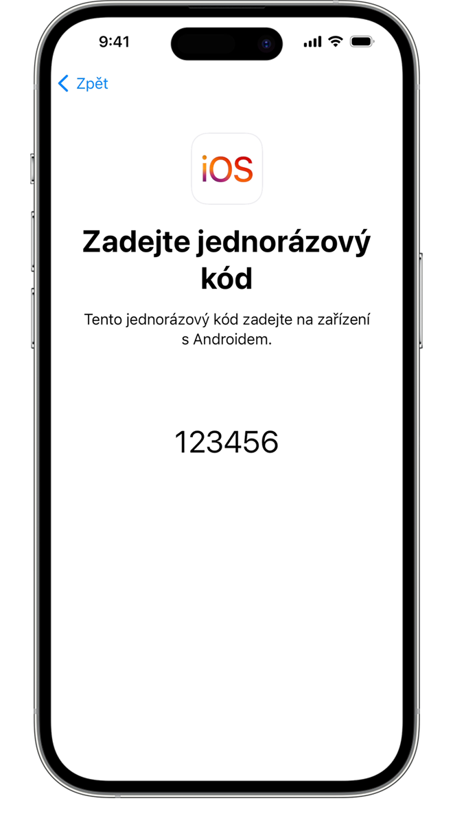 Jednorázový kód potvrzuje, že jsou obě zařízení připojená.