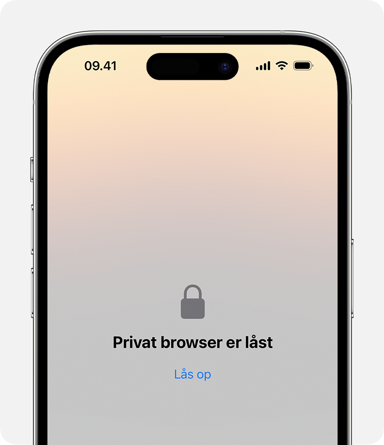 Et låst privat vindue i Safari på iPhone.