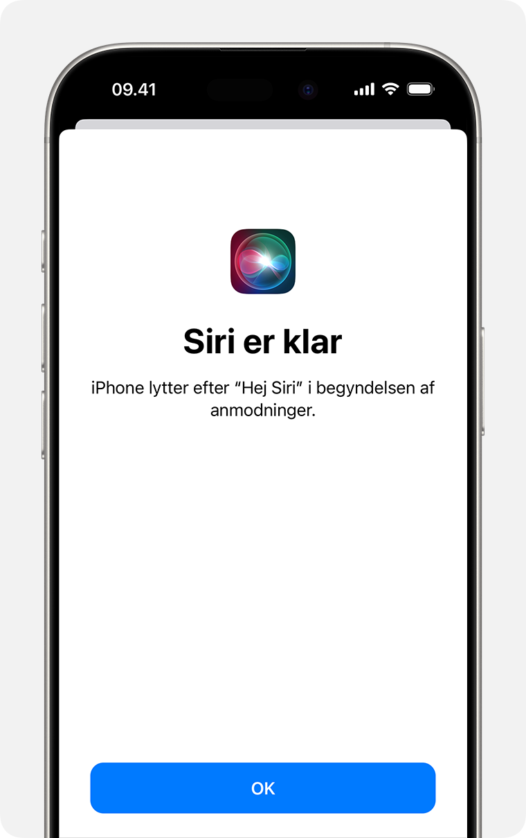 Skærmen Siri er klar i mørk tilstand