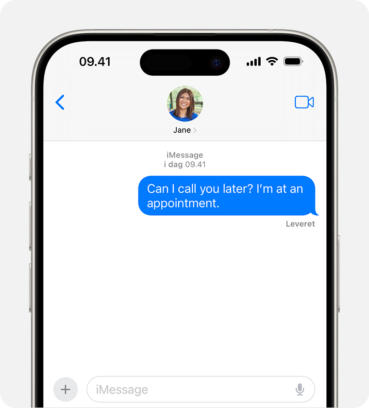 Blå bobler viser, at en besked er blevet sendt med iMessage.