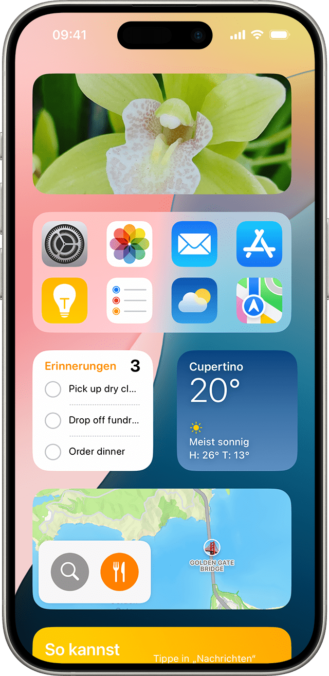 Bildschirm mit Widgets auf dem iPhone