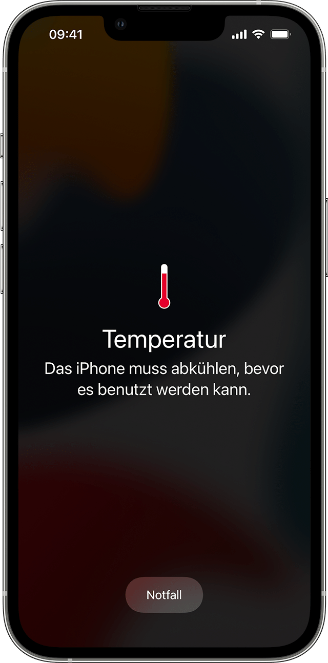 Bild zeigt Temperaturwarnung.