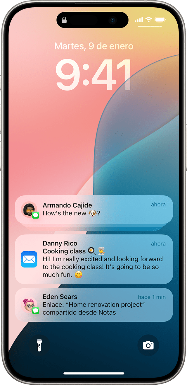 pantalla que muestra notificaciones en el iPhone