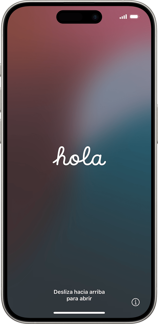 La pantalla Hola en iOS 18.