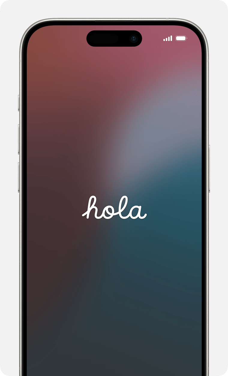 Un iPhone en el que se muestra la pantalla de saludo en el Asistente de configuración.