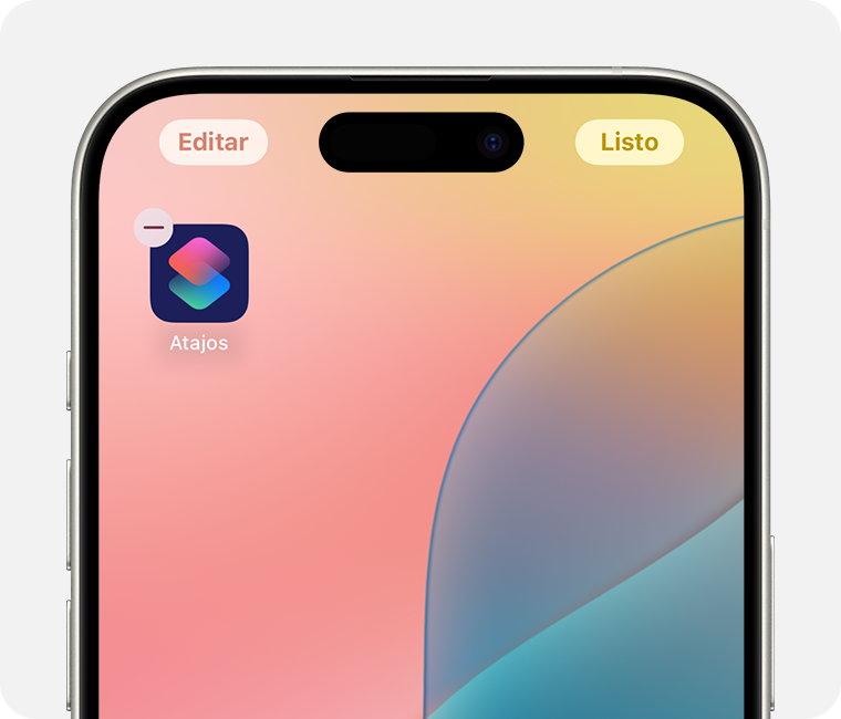 Pantalla de un iPhone en la que se muestra una app con el ícono de eliminar en la esquina superior izquierda.