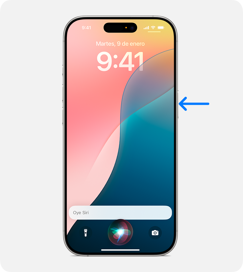 Presiona el botón lateral del iPhone para hacer que Siri te escuche