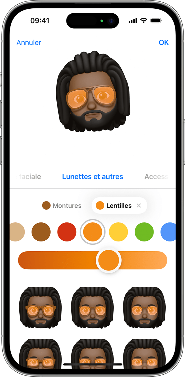 iPhone montrant comment créer un Memoji.