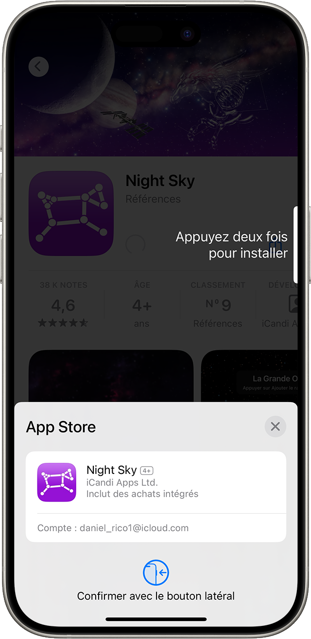 Confirmer un achat dans l’App Store sur un iPhone