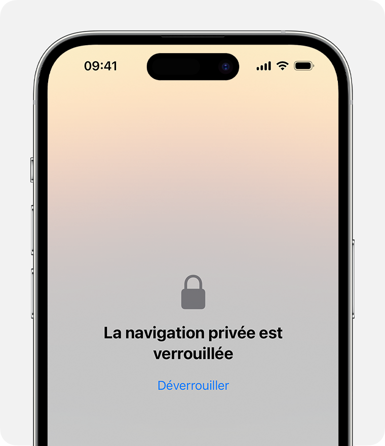 Une fenêtre privée verrouillée dans Safari sur iPhone.