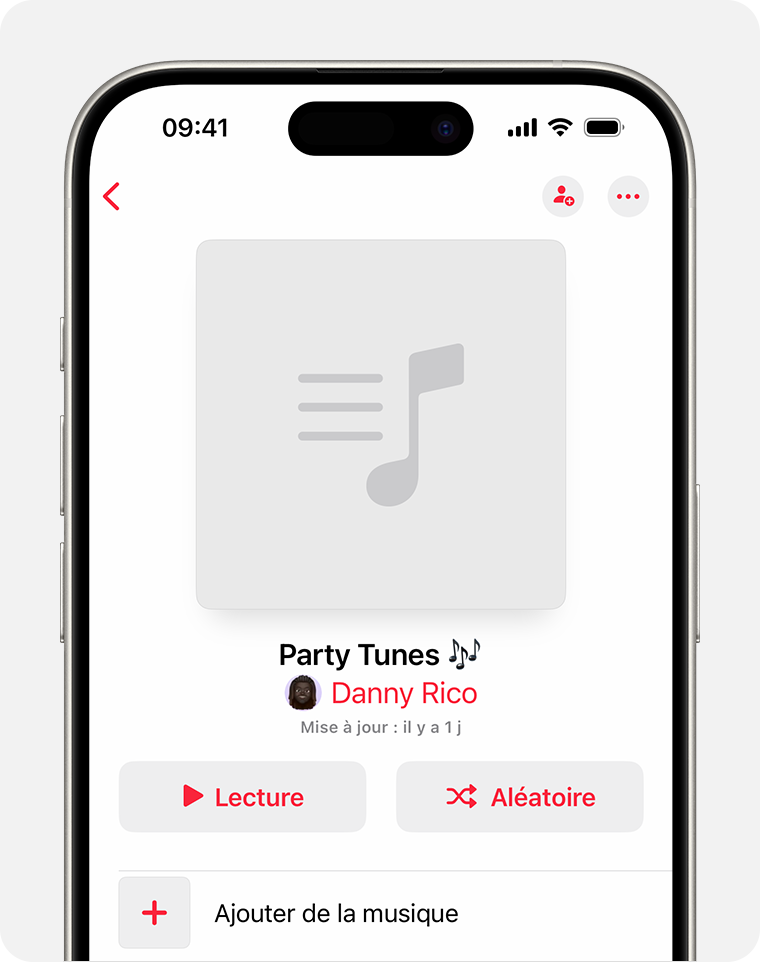 iPhone présentant une nouvelle playlist