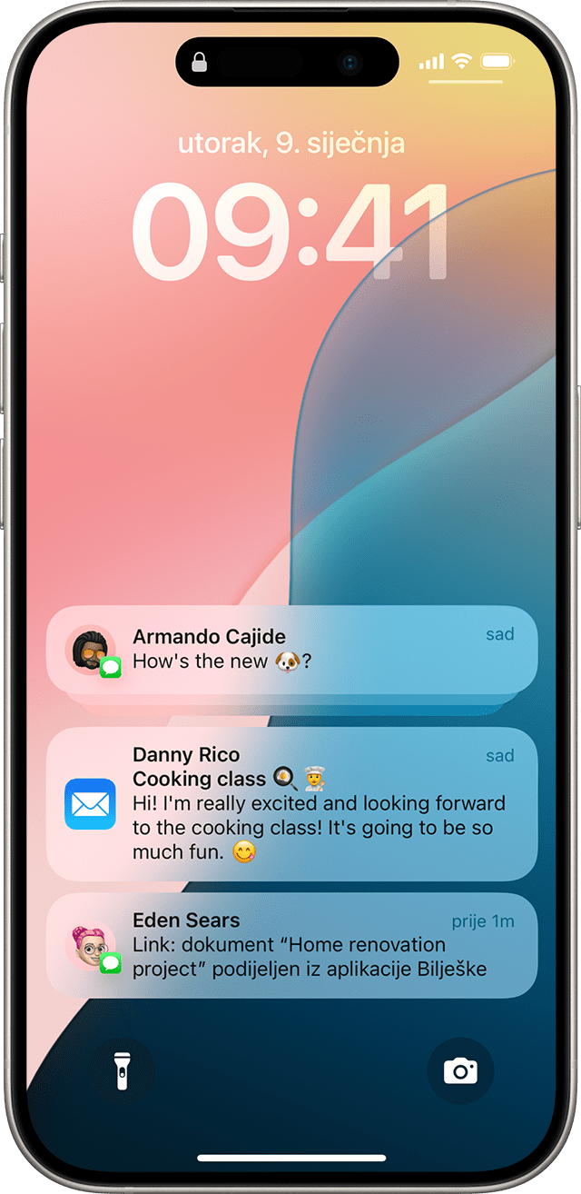zaslon s prikazom obavijesti na iPhone uređaju