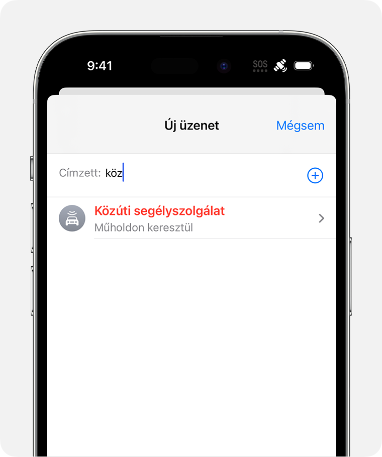 Ha nincs elérhető mobilhálózat, szöveges üzenetet küldhet közúti segítségért.